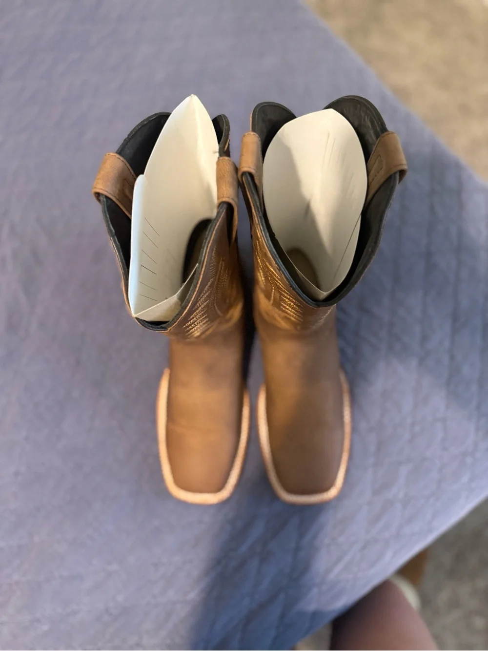 J.B. Dillon Brown Leather Western Cowboy Boots with Embroidered Shaft